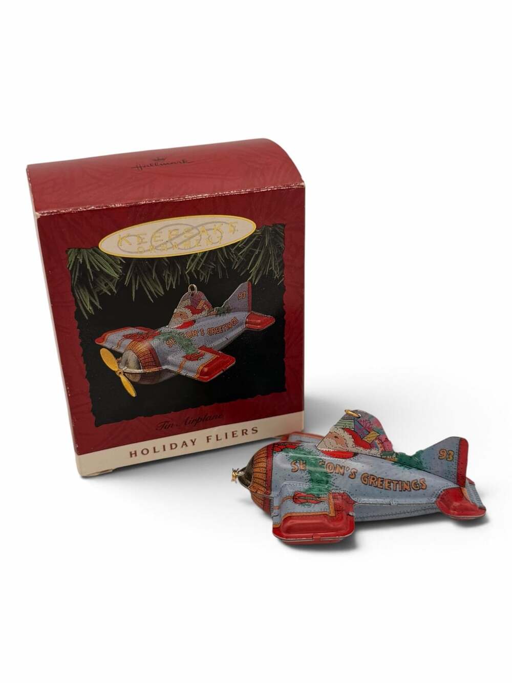 Hallmark Tin Airplane Holiday Fliers Ornament 1993